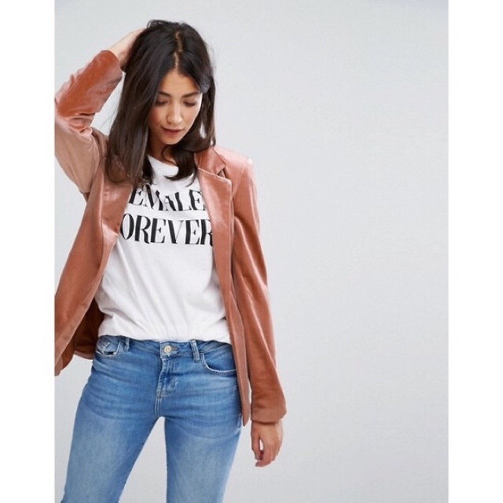 ASOS Vila Tailored Velvet Copper Brown Jacket